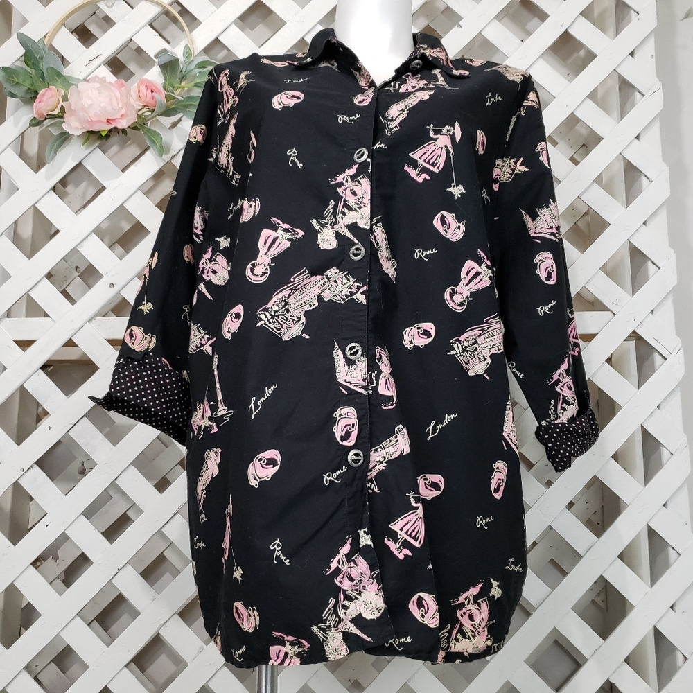 Victoria Jones Woman Paris Button Blouse Size 3X